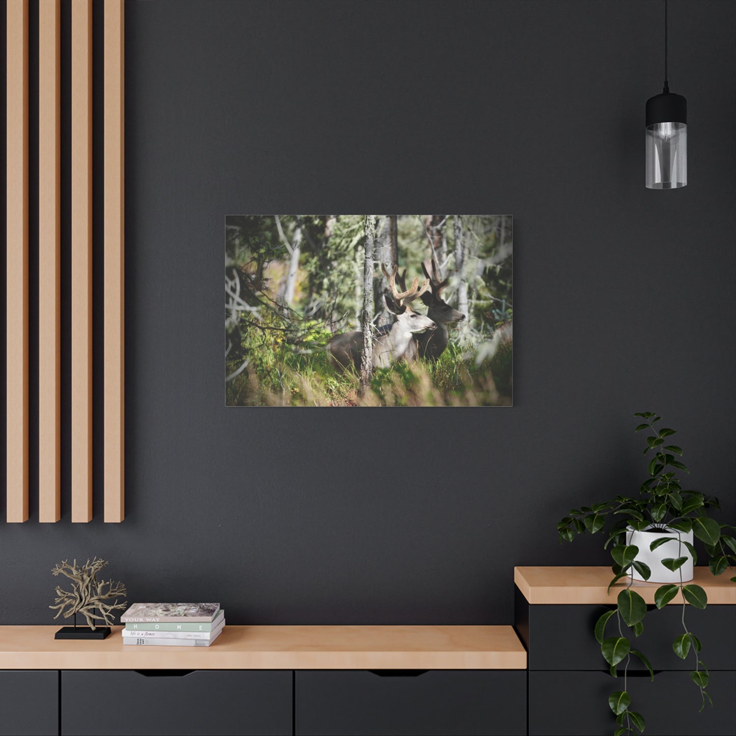 Deer in Woodland Matte Canvas Print — Stretched 1.25"