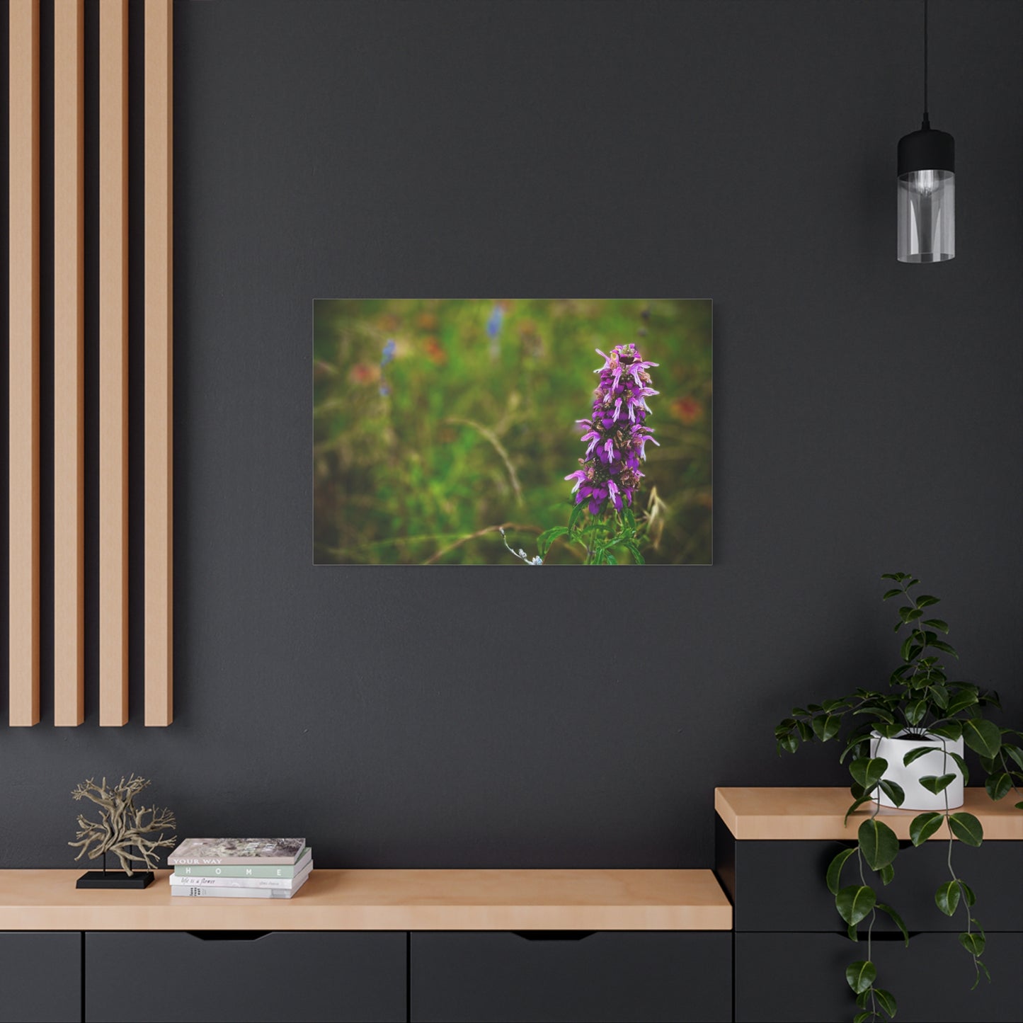 Wildflower Canvas Print — Purple Meadow Floral Wall Art (Matte Stretched)
