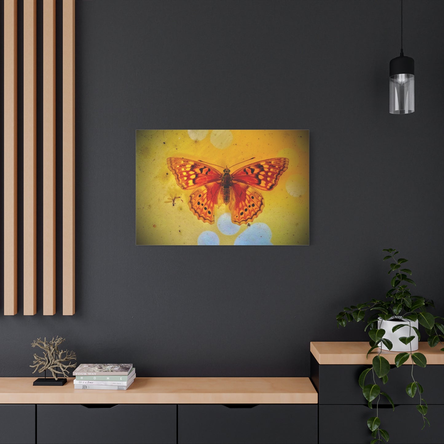 Orange Butterfly Matte Canvas Wall Art — Vibrant Vintage-Inspired Nature Print