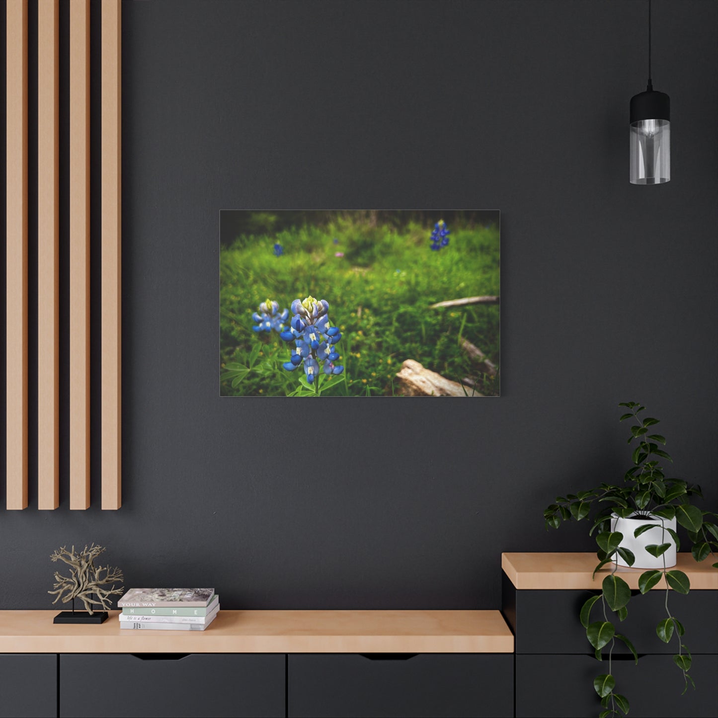 Bluebonnet Field Canvas Wall Art — Matte Stretched Floral Print