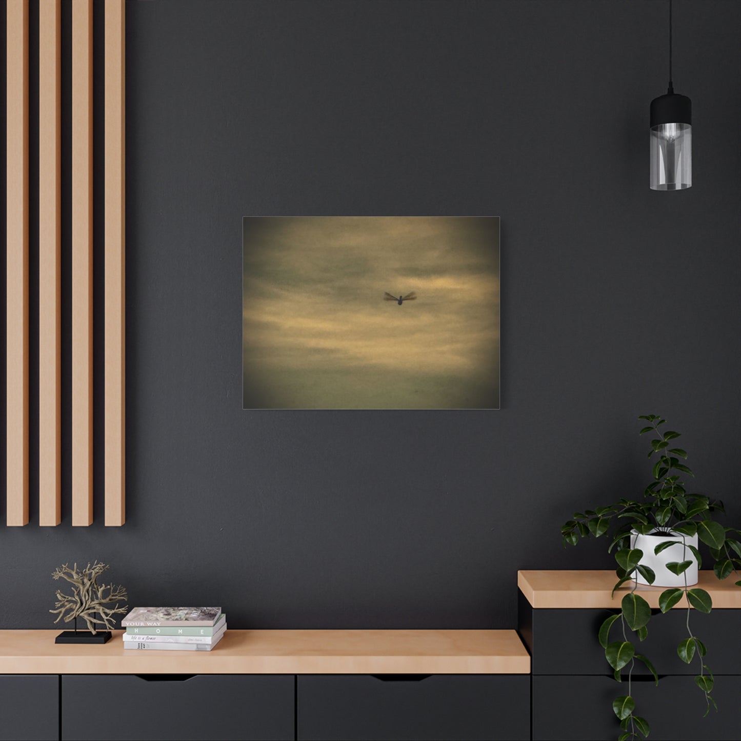 Dragonfly Sky Canvas Print – Moody Vintage Wall Art (Matte Stretched 1.25")