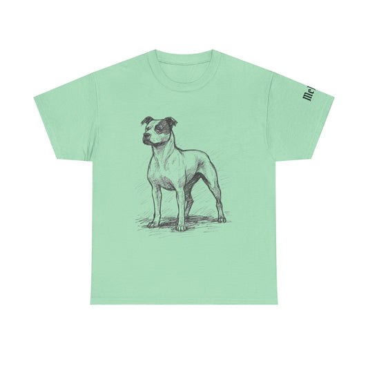 Staffordshire Terrier Sketch T-Shirt — Realistic Dog Illustration Tee