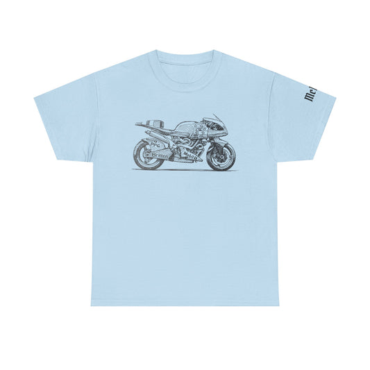 Vintage Motorcycle Sketch Tee — Retro Sportbike Graphic T-Shirt