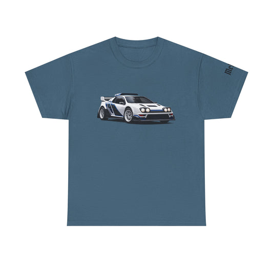 Rally Car Graphic Tee — Retro White Lancia Racing Shirt