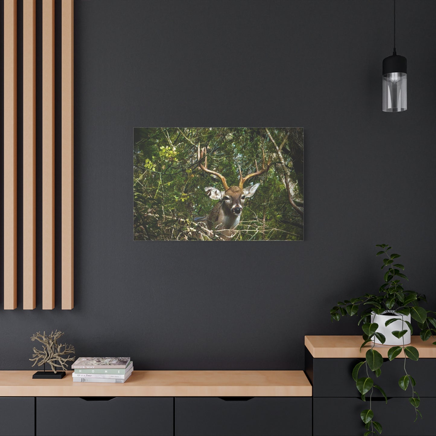 Deer in Forest Matte Canvas Wall Art — Stretched Nature Wildlife Print