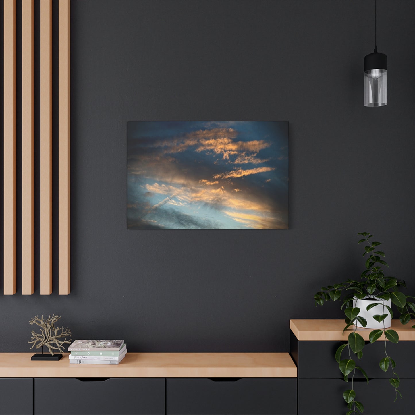 Sunset Clouds Matte Canvas Print — Dramatic Golden Sky Wall Art