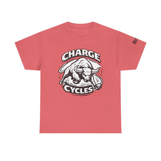 Charge Cycles Bull Graphic Tee — Motorcycle/Biker Vintage Logo T-Shirt