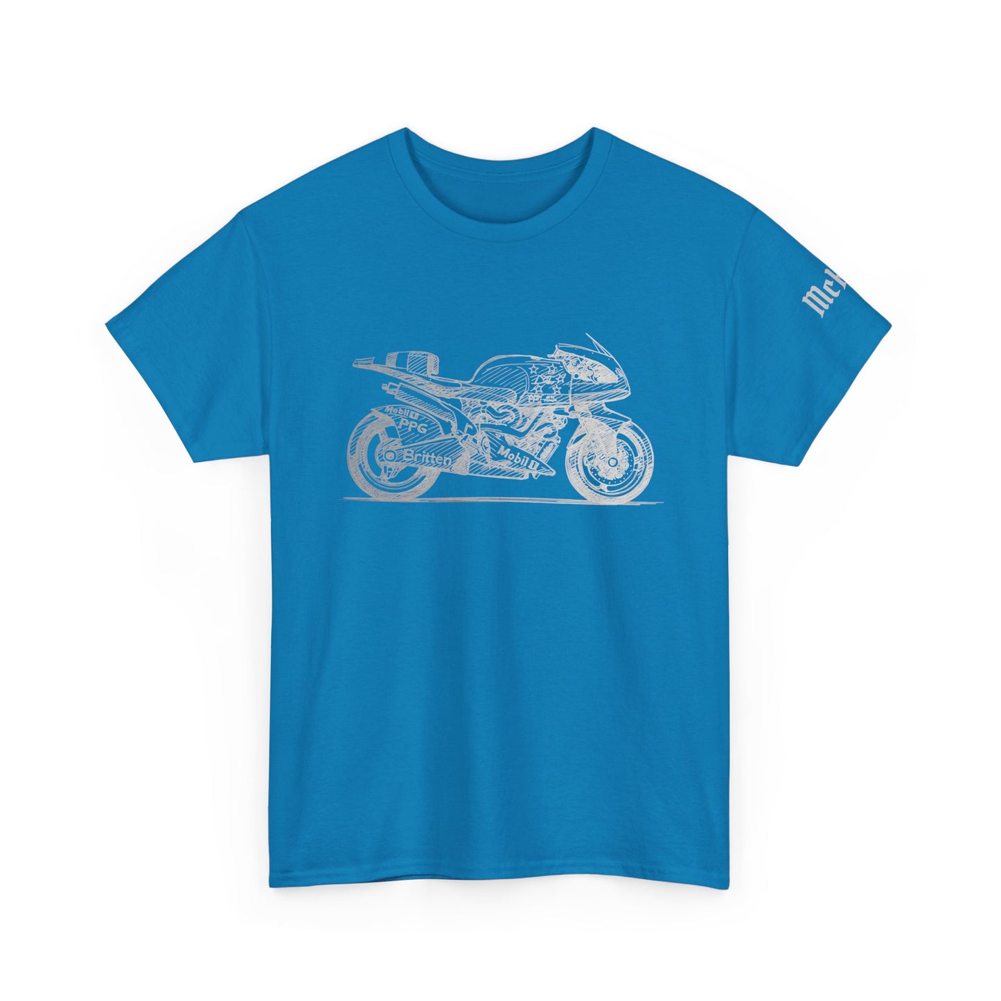 Britten V-1000 Vintage Sport Motorcycle Tee — Detailed Sketch Bike Graphic T-Shirt