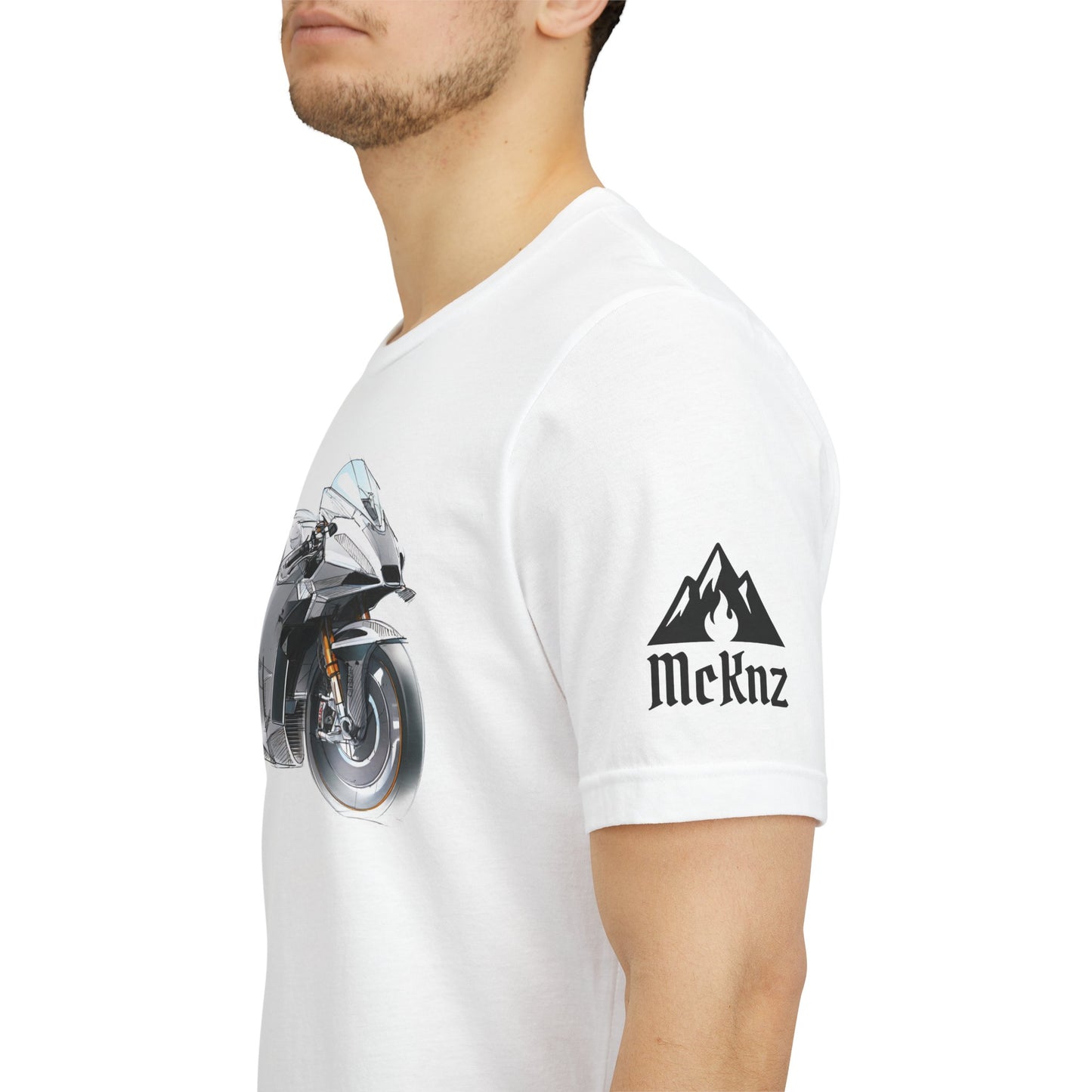 Sportsbike Graphic Tee — Silver Superbike Design