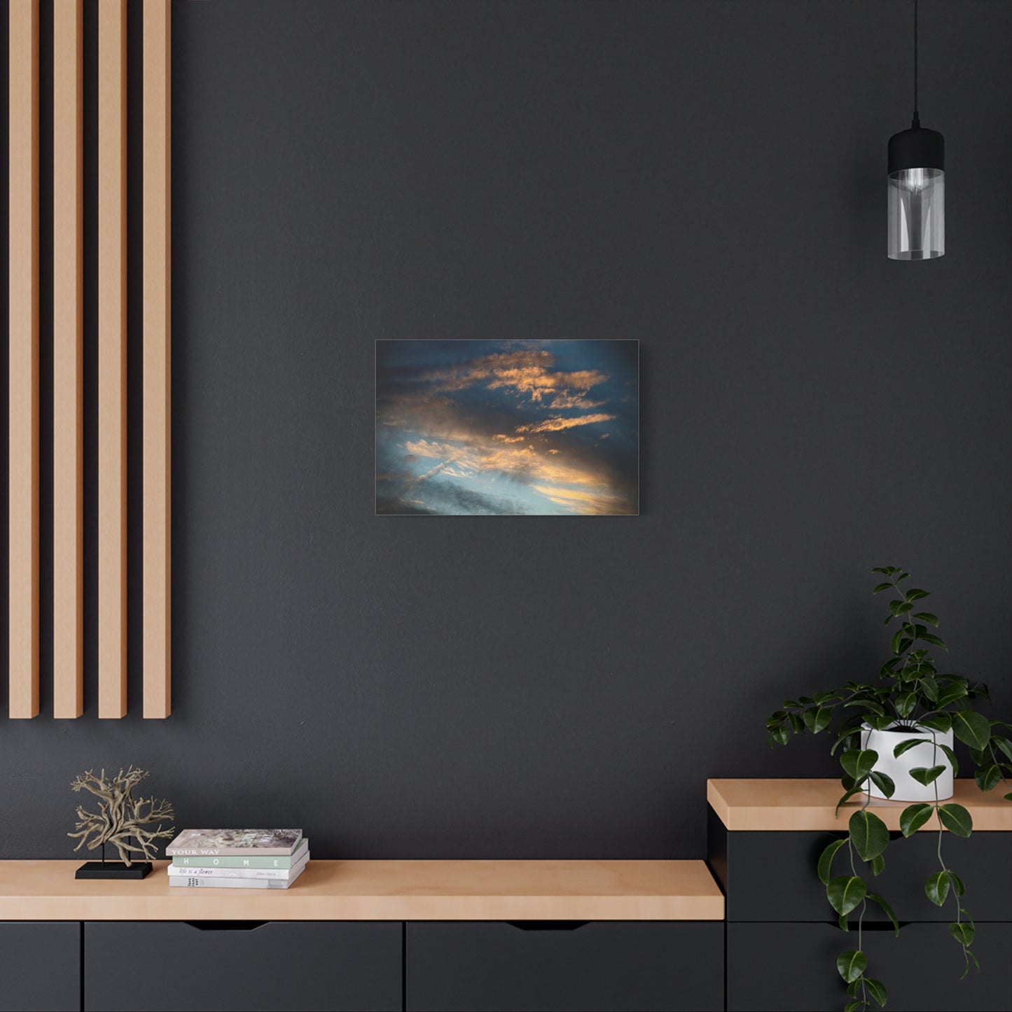 Sunset Clouds Matte Canvas Print — Dramatic Golden Sky Wall Art