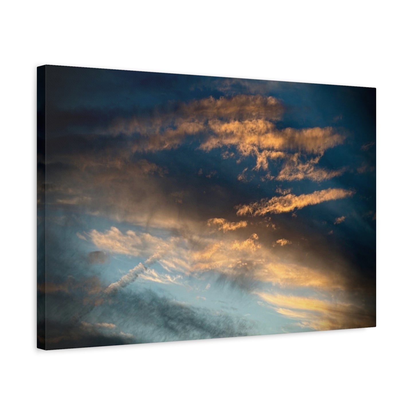 Sunset Clouds Matte Canvas Print — Dramatic Golden Sky Wall Art