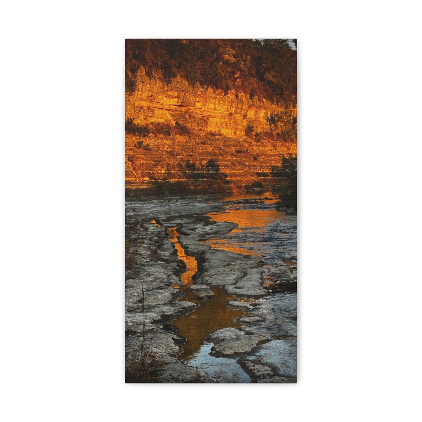 Golden Riverbank Matte Canvas Wall Art — Stretched 1.25"