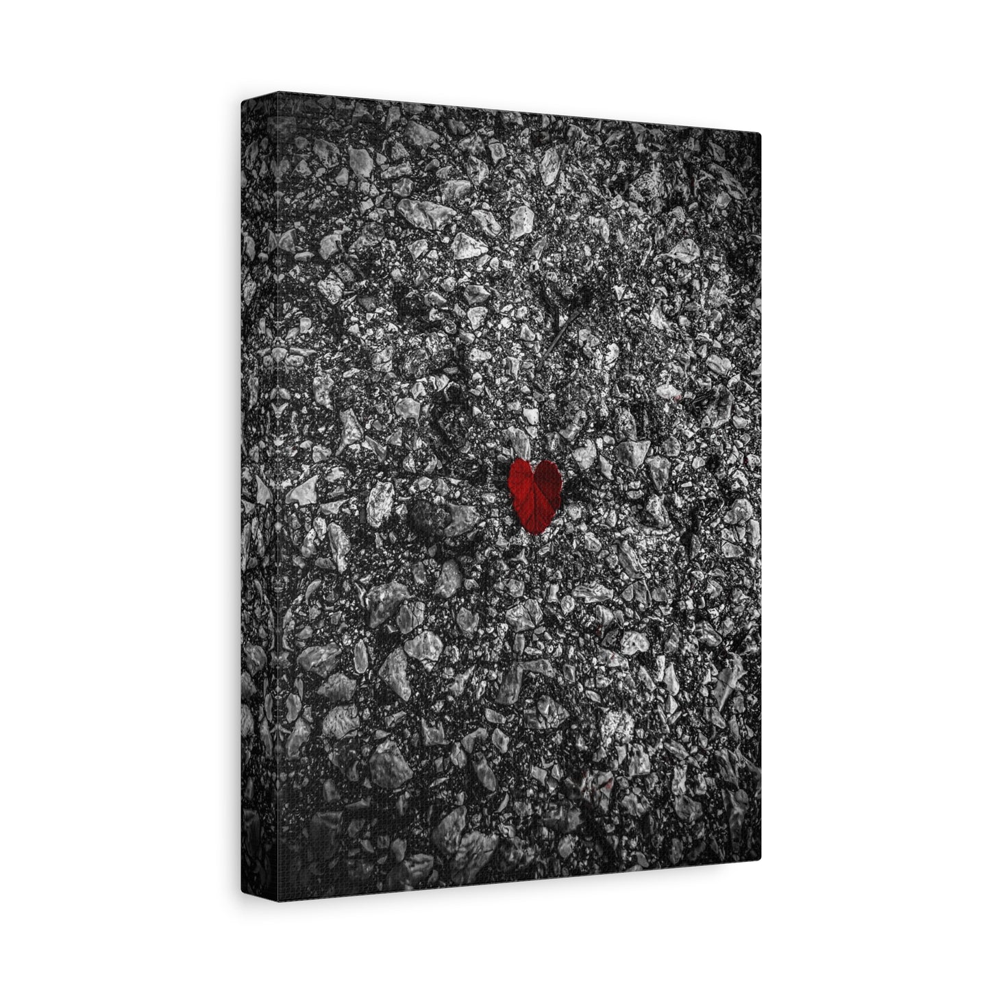 Canvas Wall Art — Red Heart on Asphalt Minimalist Print
