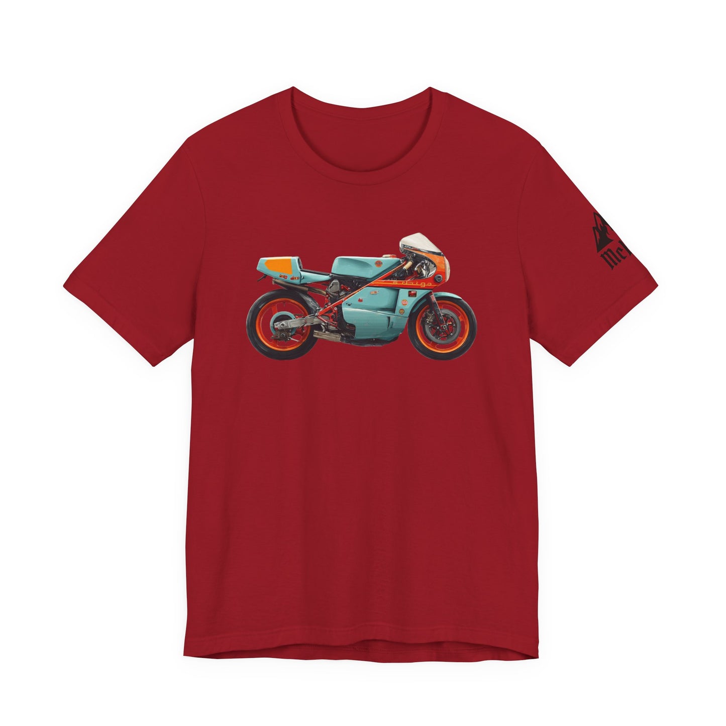 Vintage Cafe Racer Motorcycle T‑Shirt — Retro Teal Racing Bike Tee