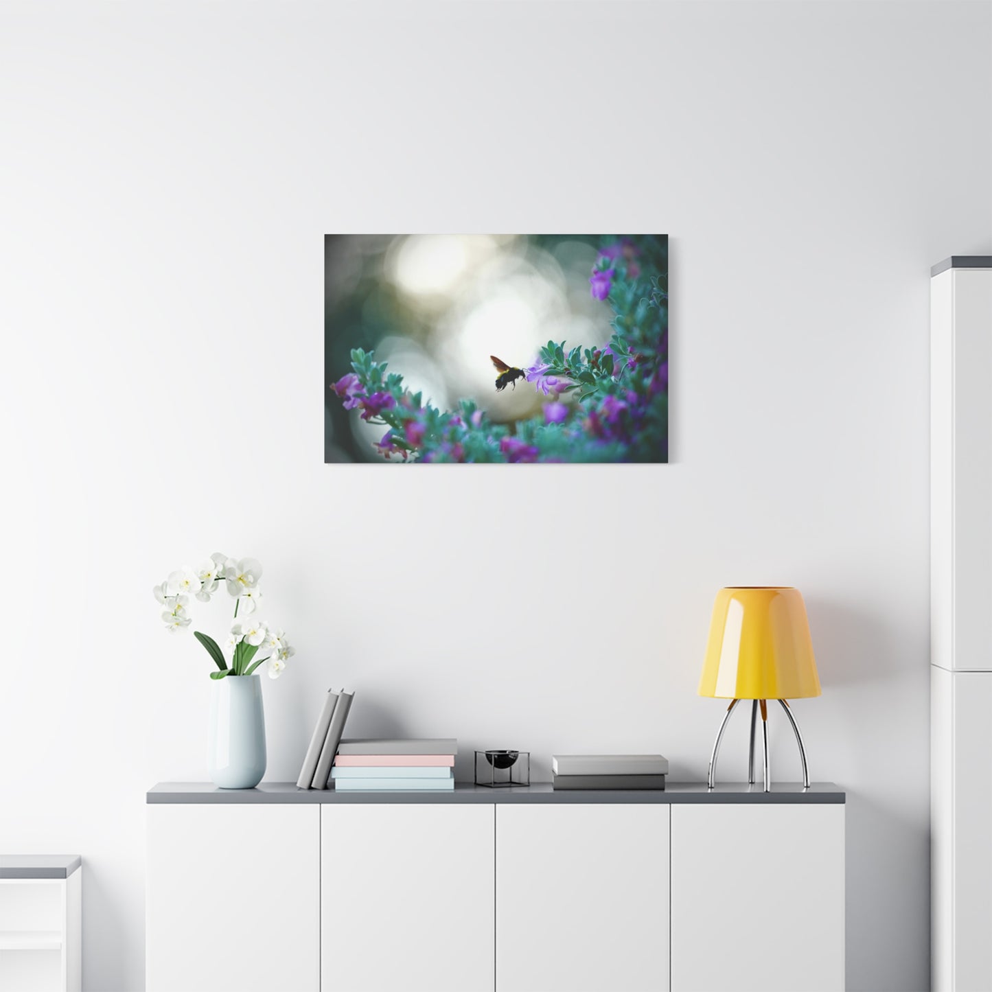 Bumble Bee in Bloom Matte Canvas Wall Art