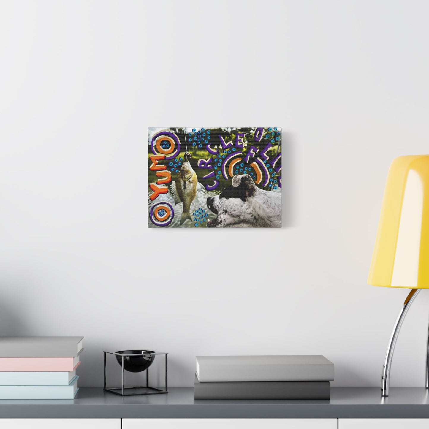 Fishing Dog Canvas Wall Art — Colorful 'You Go Catch It' Pop Art Print