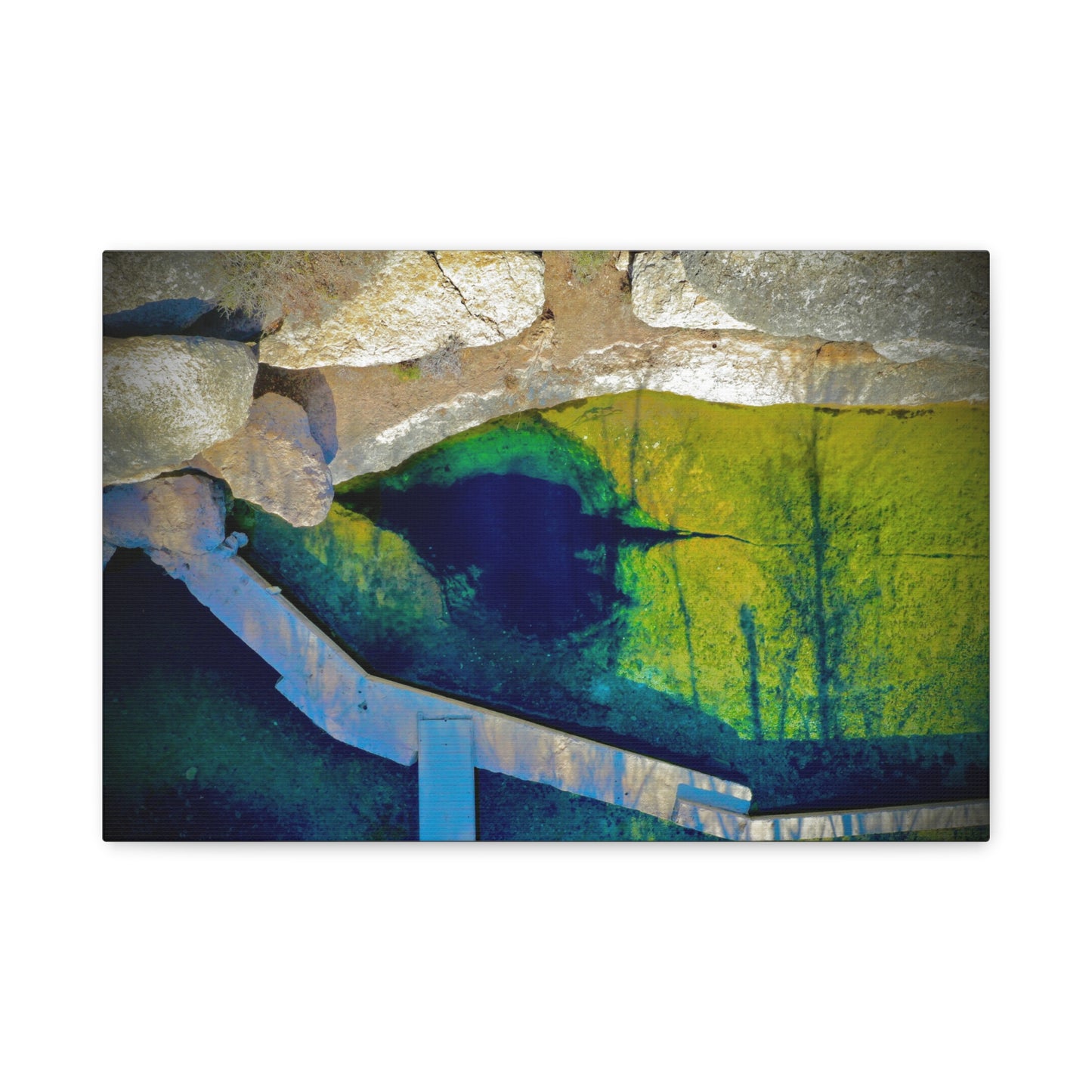 Jacob’s Well Texas Reflection Matte Canvas Art - Surreal Green & Blue Landscape, Stretched 1.25"
