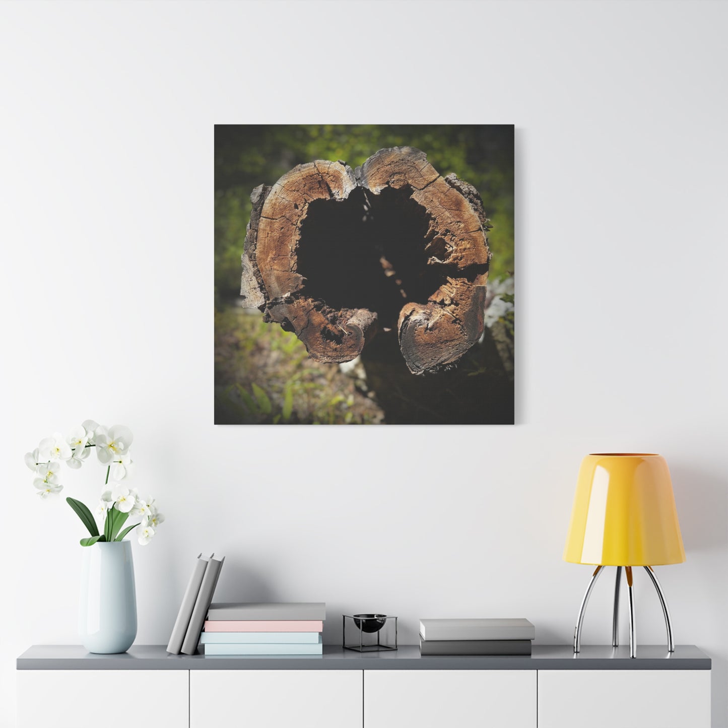 Heartwood Log Photo Canvas — Rustic Nature Wall Art