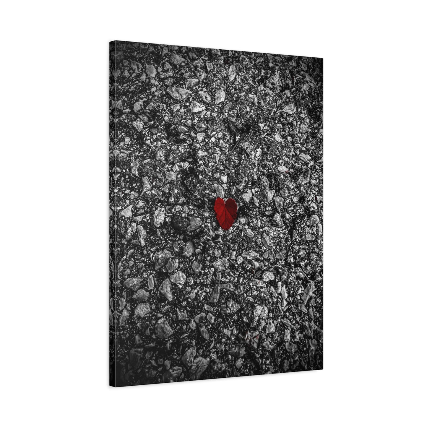 Canvas Wall Art — Red Heart on Asphalt Minimalist Print