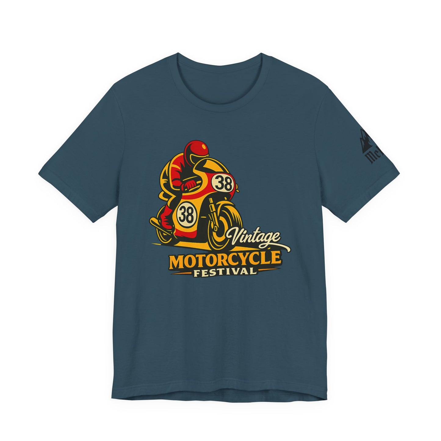 Motorcycle Racer Tee — Vintage Racing Graphic T-Shirt ("38")