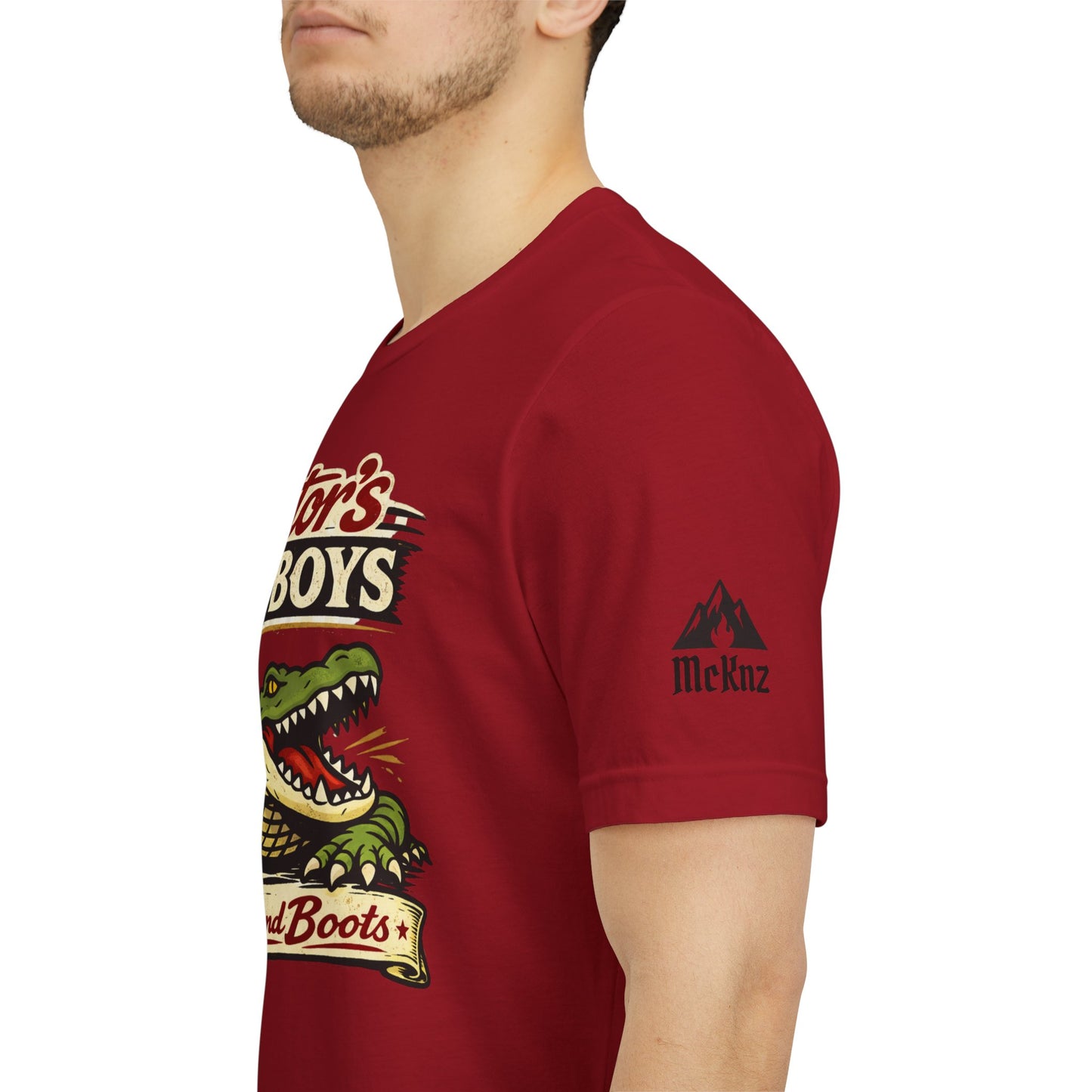 Gator's Po'Boys 'Bites and Boots' Graphic Tee - Cajun Alligator Restaurant Shirt