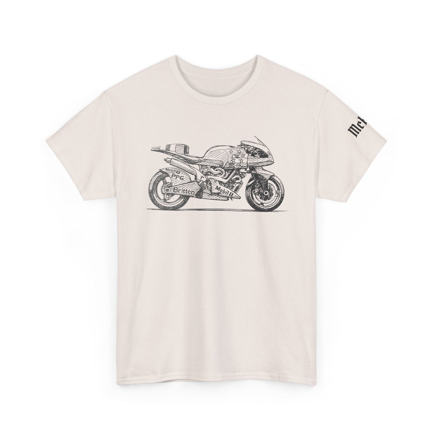 Vintage Motorcycle Sketch Tee — Retro Sportbike Graphic T-Shirt