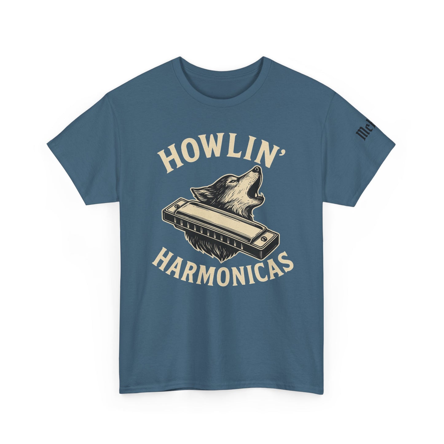 Howlin' Harmonicas T-Shirt — Vintage Wolf & Harmonica Music Tee