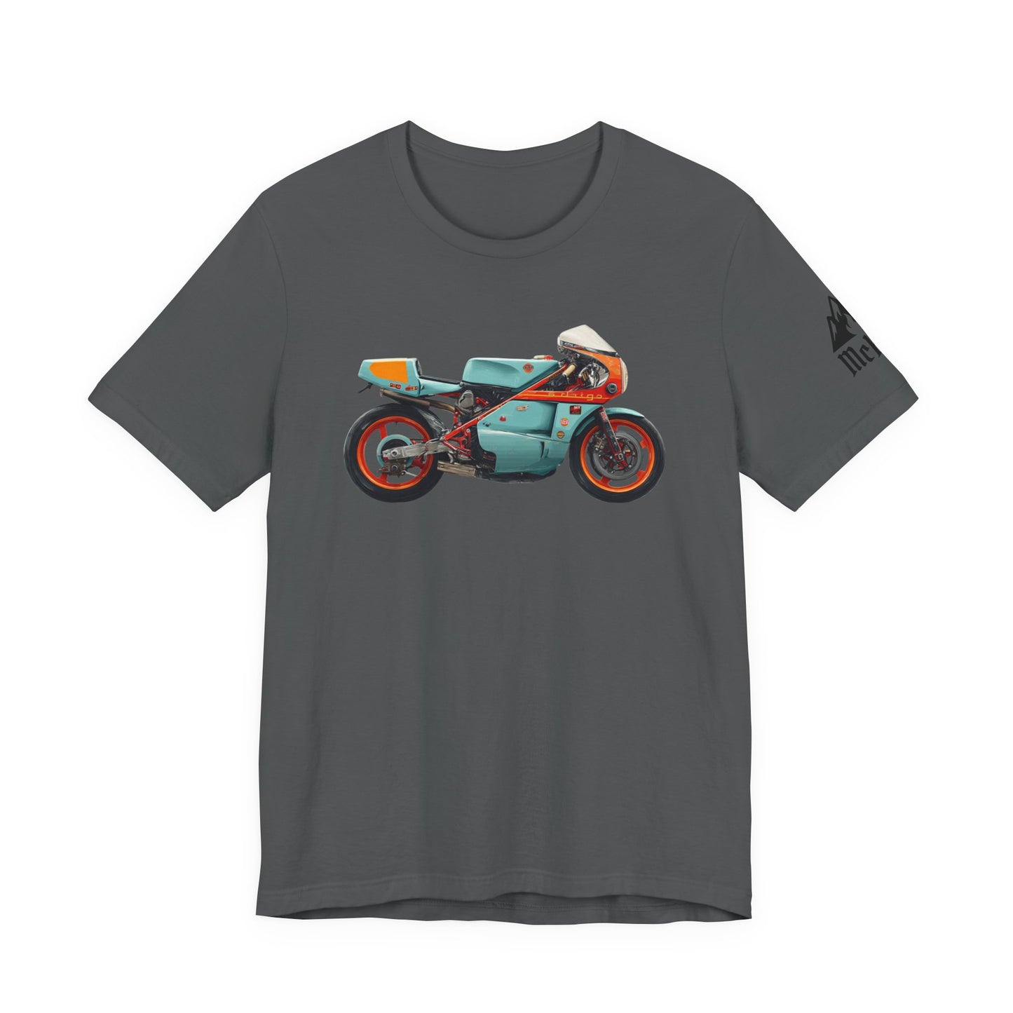 Vintage Cafe Racer Motorcycle T‑Shirt — Retro Teal Racing Bike Tee