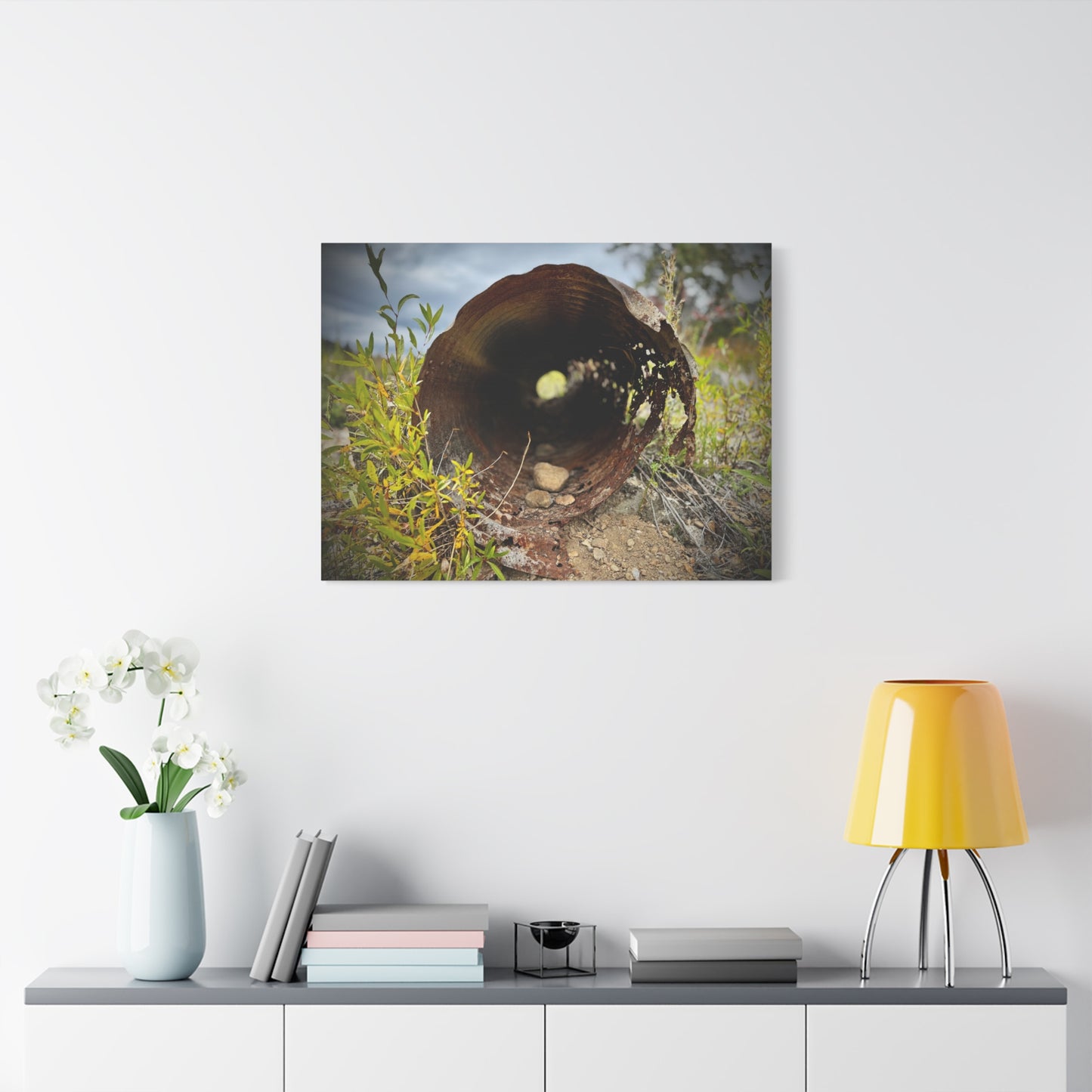 Rusty Pipe Nature Canvas Print — Matte Stretched Wall Art
