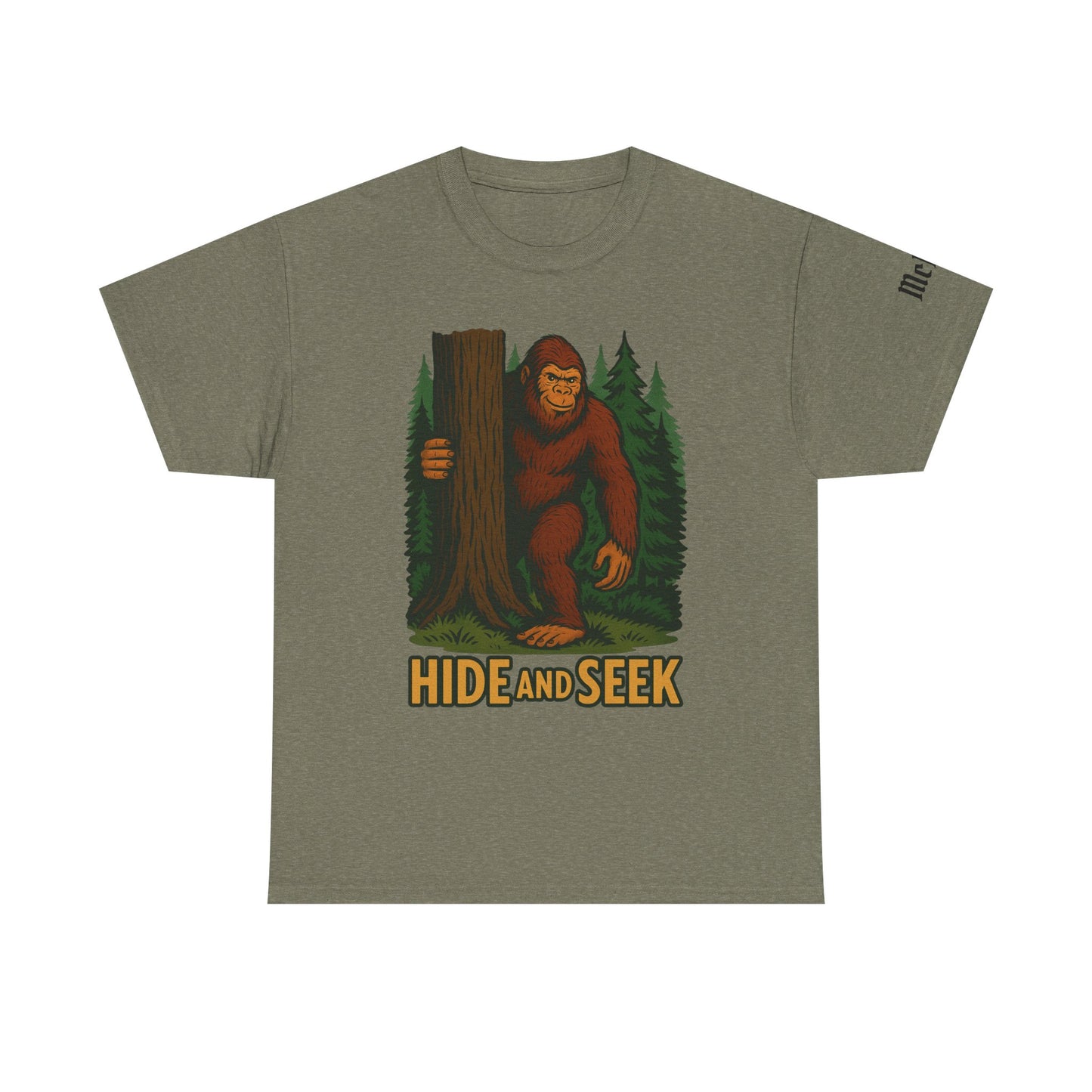 Bigfoot Hide and Seek T-Shirt — Retro Sasquatch Forest Graphic Tee