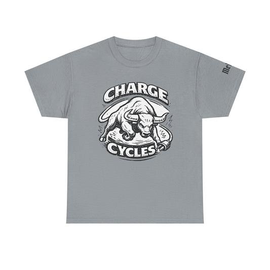 Charge Cycles Bull Graphic Tee — Motorcycle/Biker Vintage Logo T-Shirt