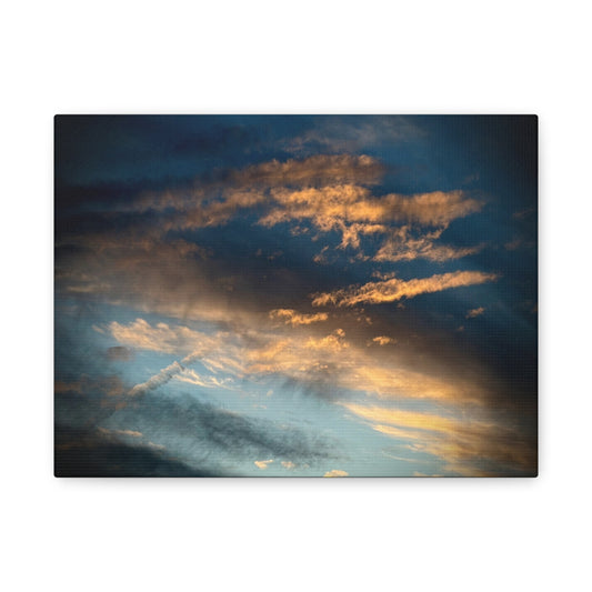 Sunset Clouds Matte Canvas Print — Dramatic Golden Sky Wall Art