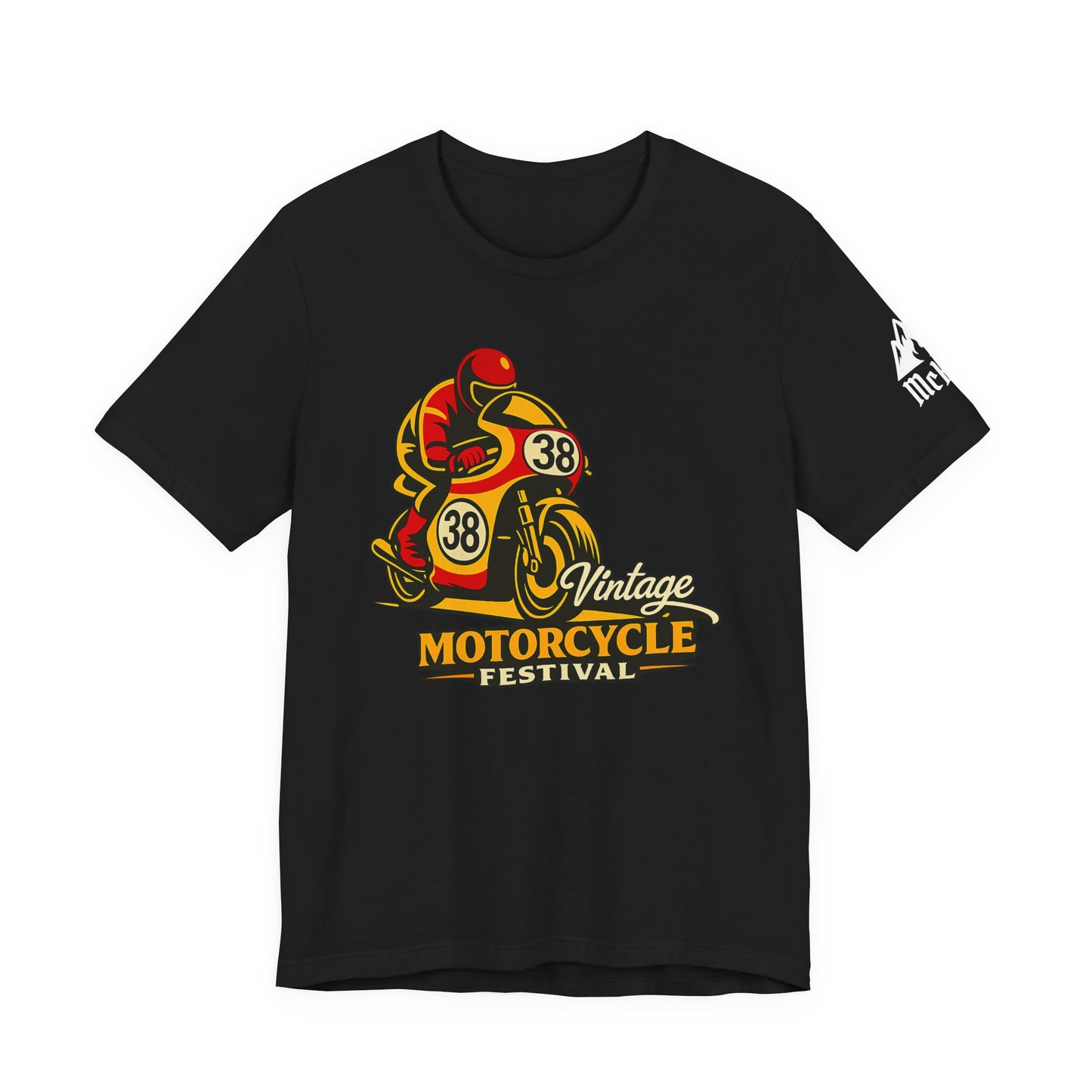 Motorcycle Racer Tee — Vintage Racing Graphic T-Shirt ("38")