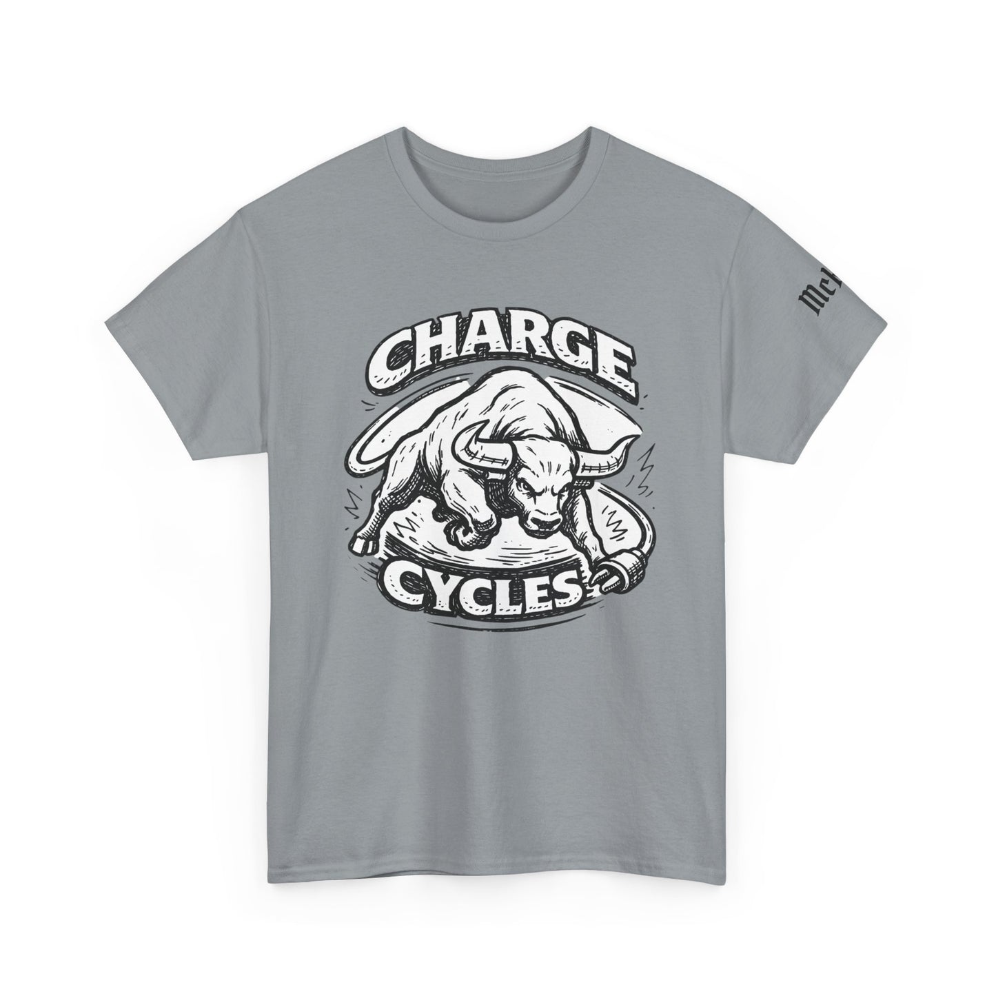 Charge Cycles Bull Graphic Tee — Motorcycle/Biker Vintage Logo T-Shirt