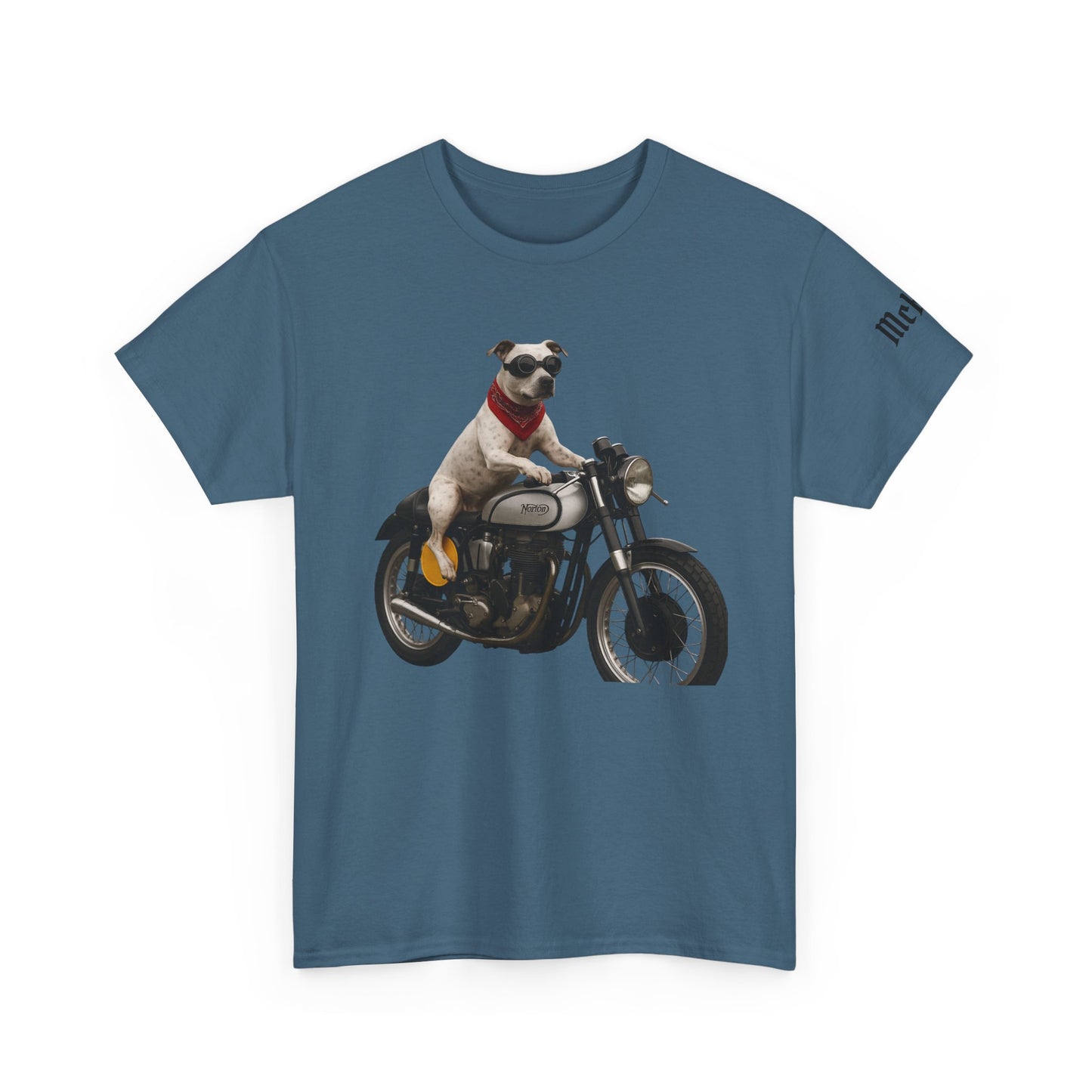 Dog on Motorcycle T-Shirt – Retro Biker Pup Graphic Tee