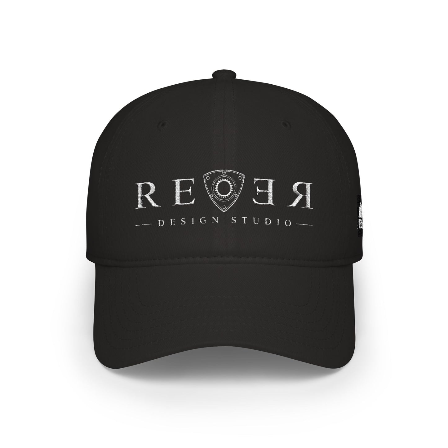 REVER Logo Low-Profile Baseball Cap — Distressed Black Designer Hat