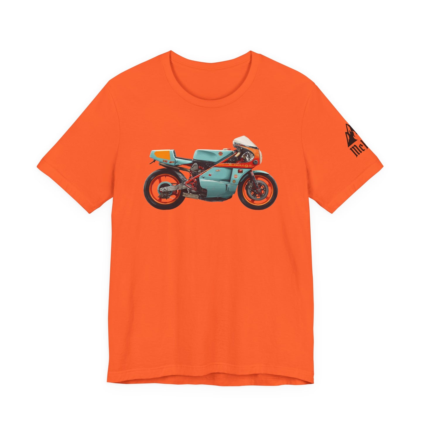 Vintage Cafe Racer Motorcycle T‑Shirt — Retro Teal Racing Bike Tee