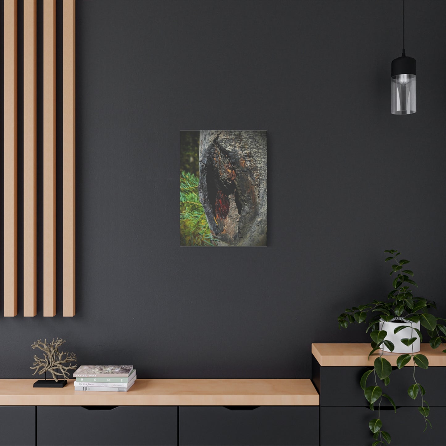 Tree Knot Close-Up Canvas Wall Art — Rustic Nature Photography Print