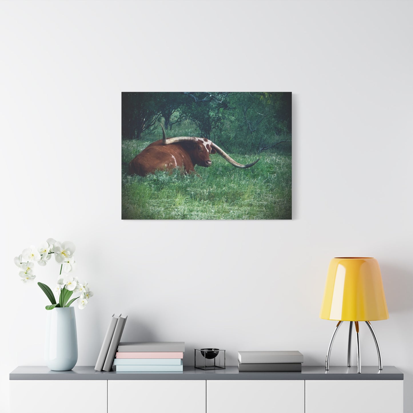 Longhorn Steer Canvas Print - Rustic Texas Ranch Wall Art
