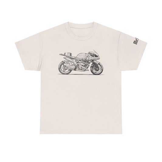 Vintage Motorcycle Sketch Tee — Retro Sportbike Graphic T-Shirt