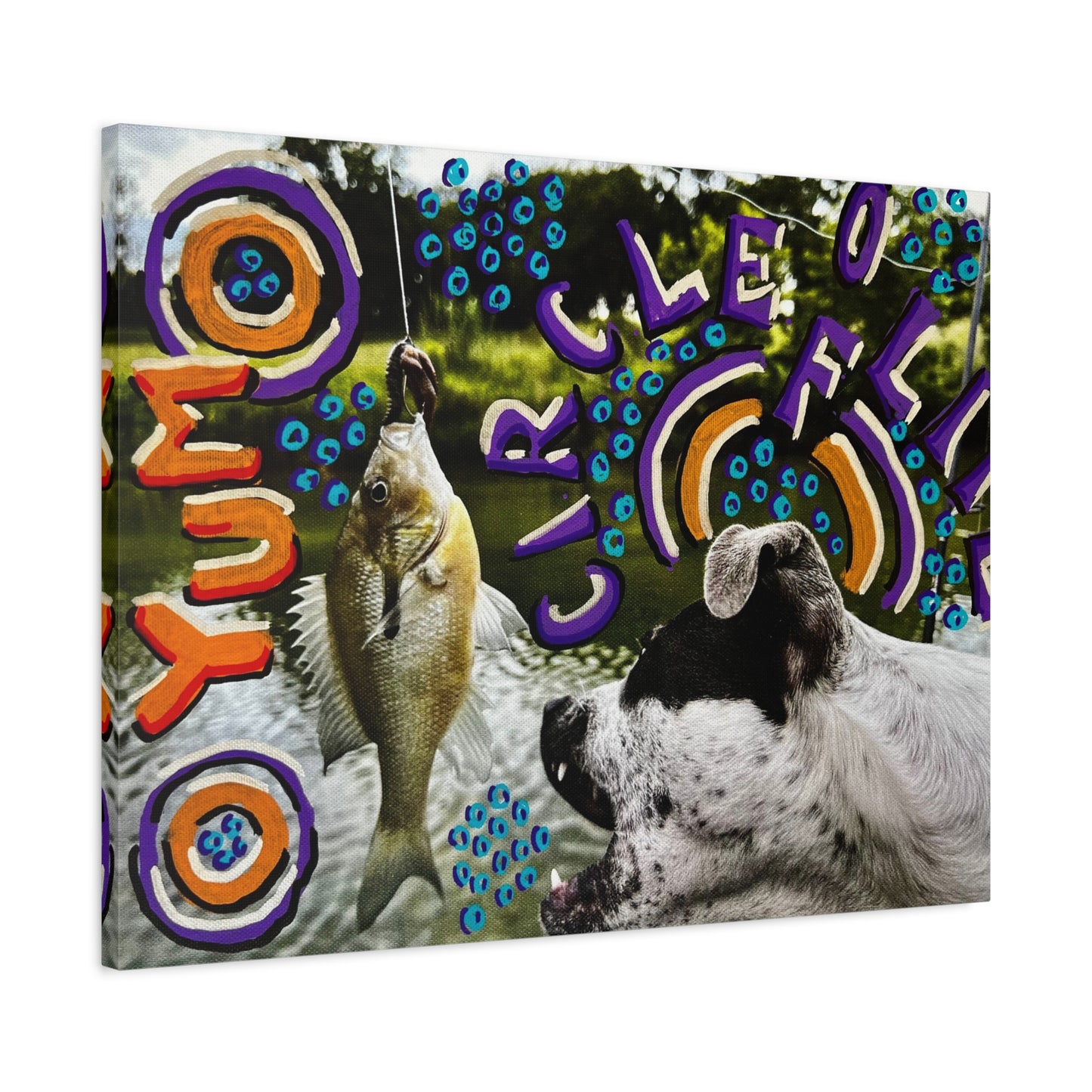 Fishing Dog Canvas Wall Art — Colorful 'You Go Catch It' Pop Art Print