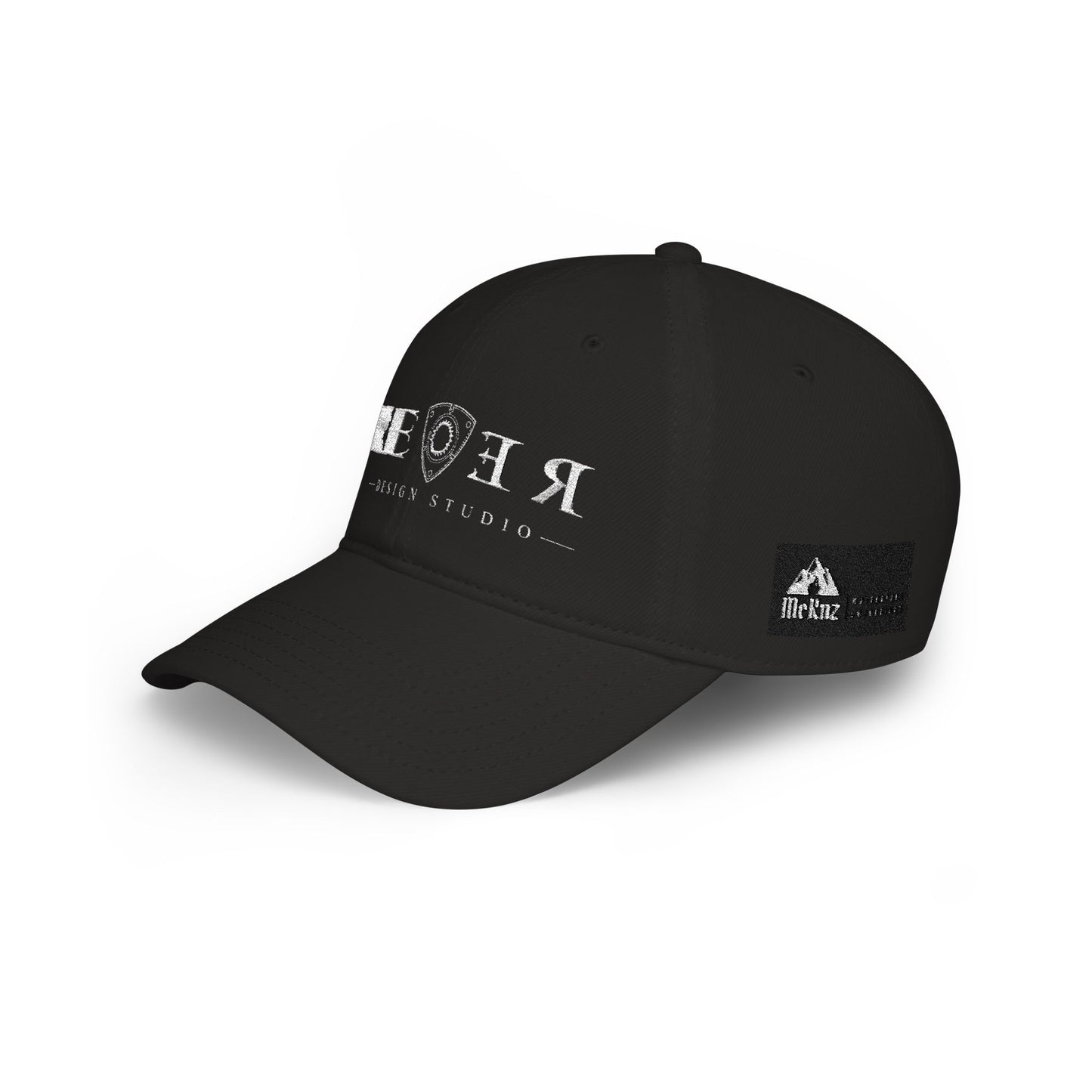 REVER Logo Low-Profile Baseball Cap — Distressed Black Designer Hat