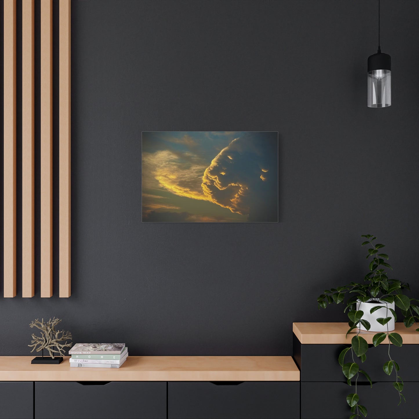 Sunset Cloud Lion Face Matte Canvas Wall Art