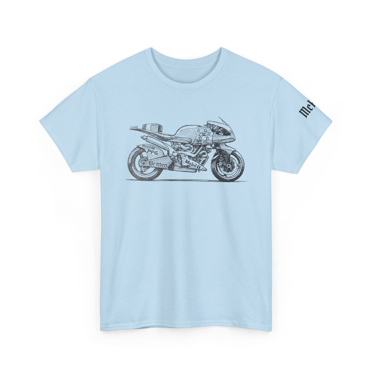 Vintage Motorcycle Sketch Tee — Retro Sportbike Graphic T-Shirt