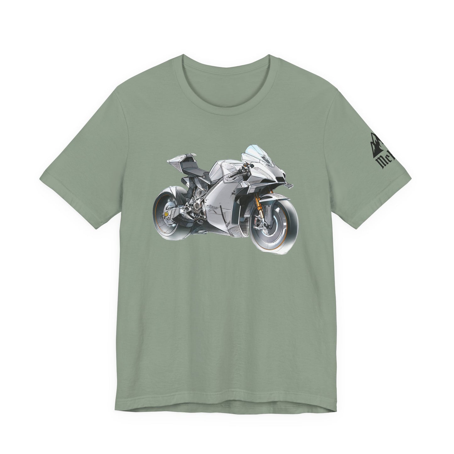 Sportsbike Graphic Tee — Silver Superbike Design