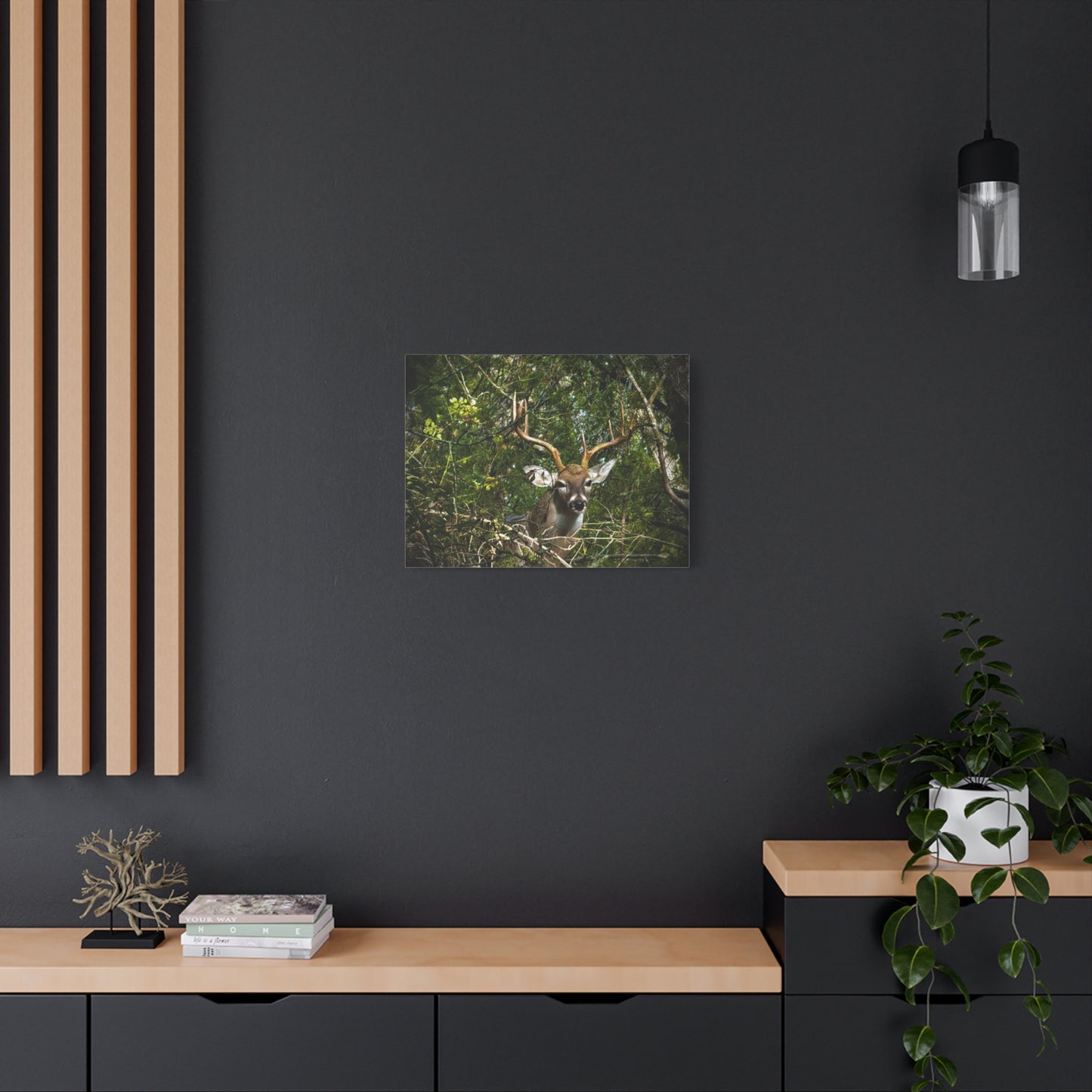 Deer in Forest Matte Canvas Wall Art — Stretched Nature Wildlife Print
