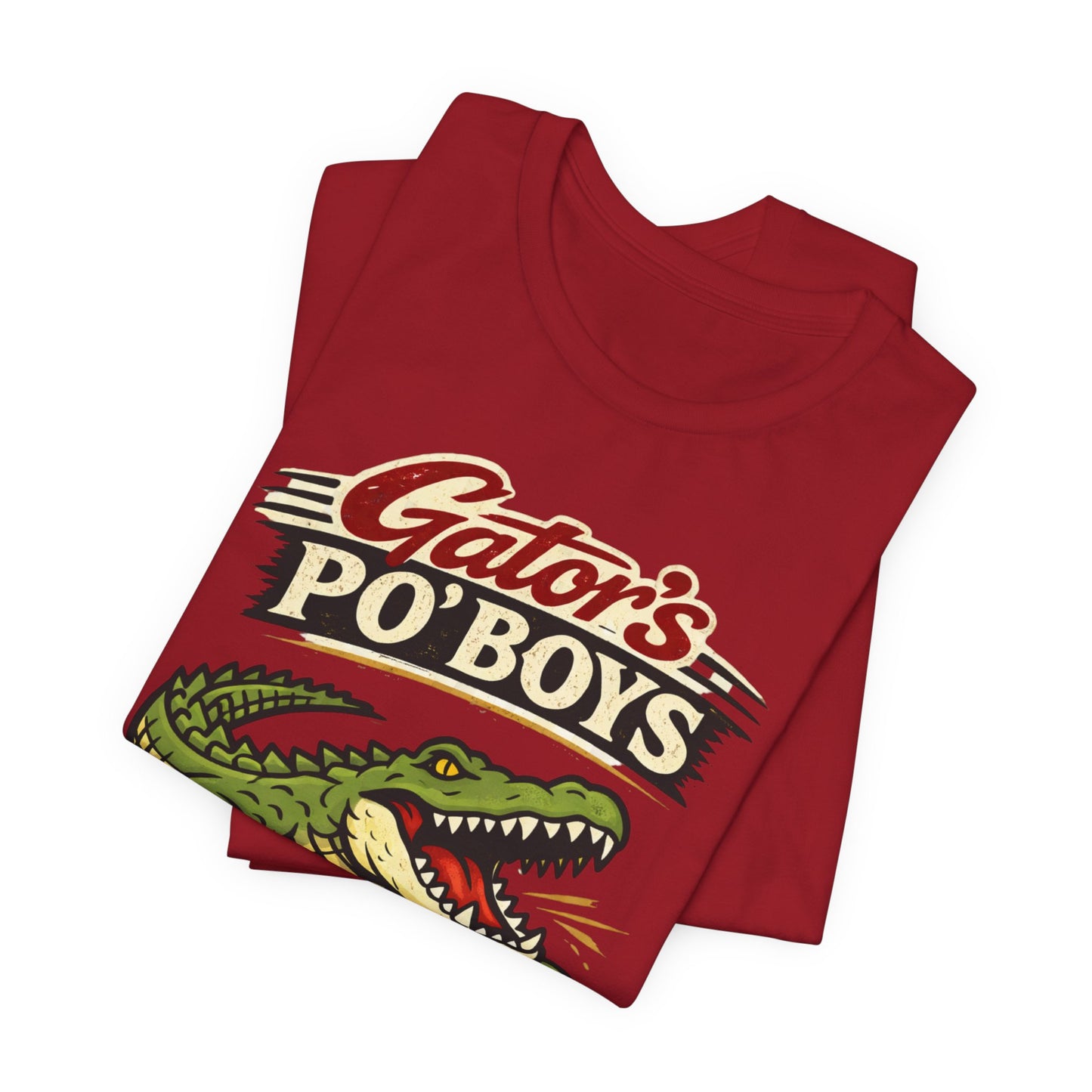 Gator's Po'Boys 'Bites and Boots' Graphic Tee - Cajun Alligator Restaurant Shirt
