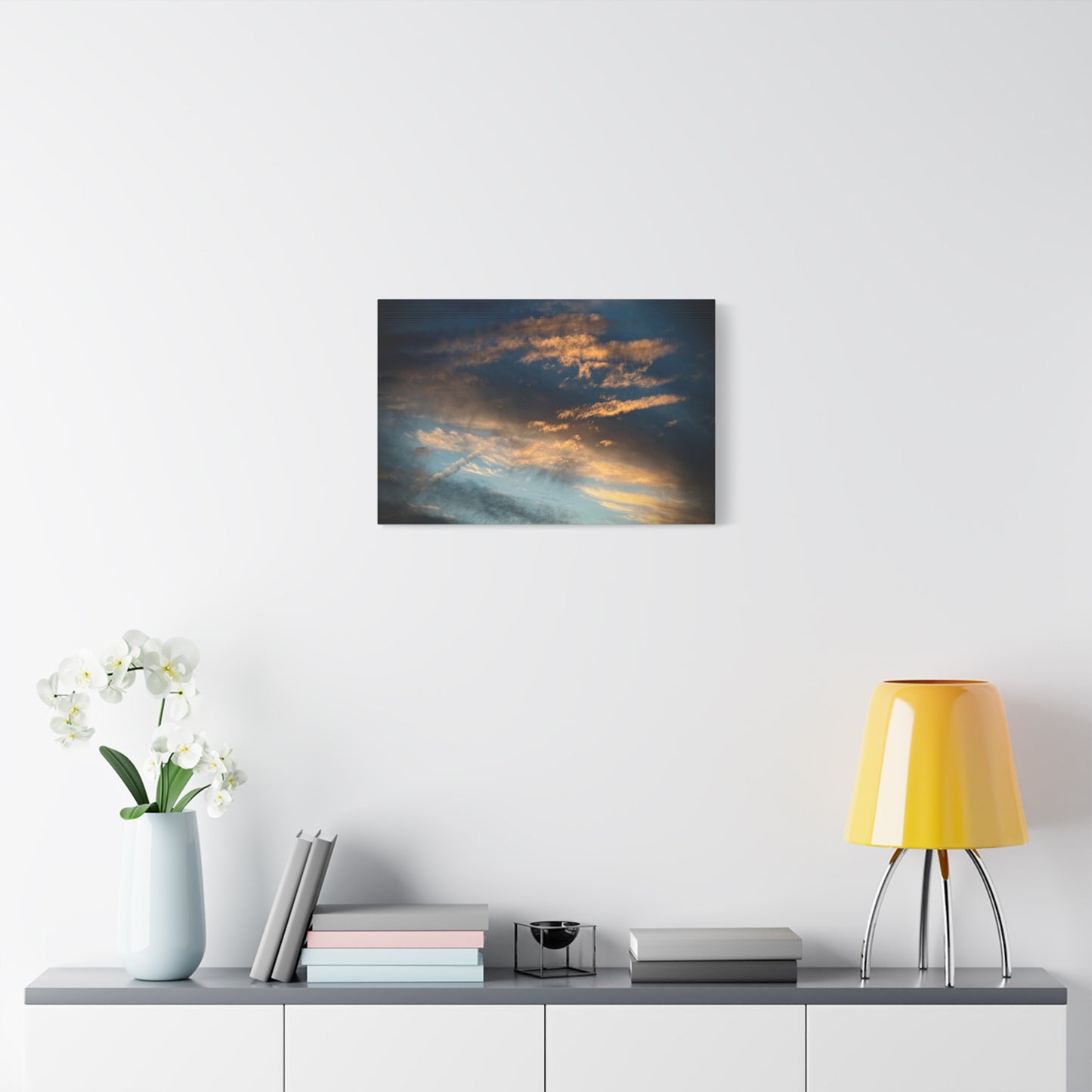 Sunset Clouds Matte Canvas Print — Dramatic Golden Sky Wall Art