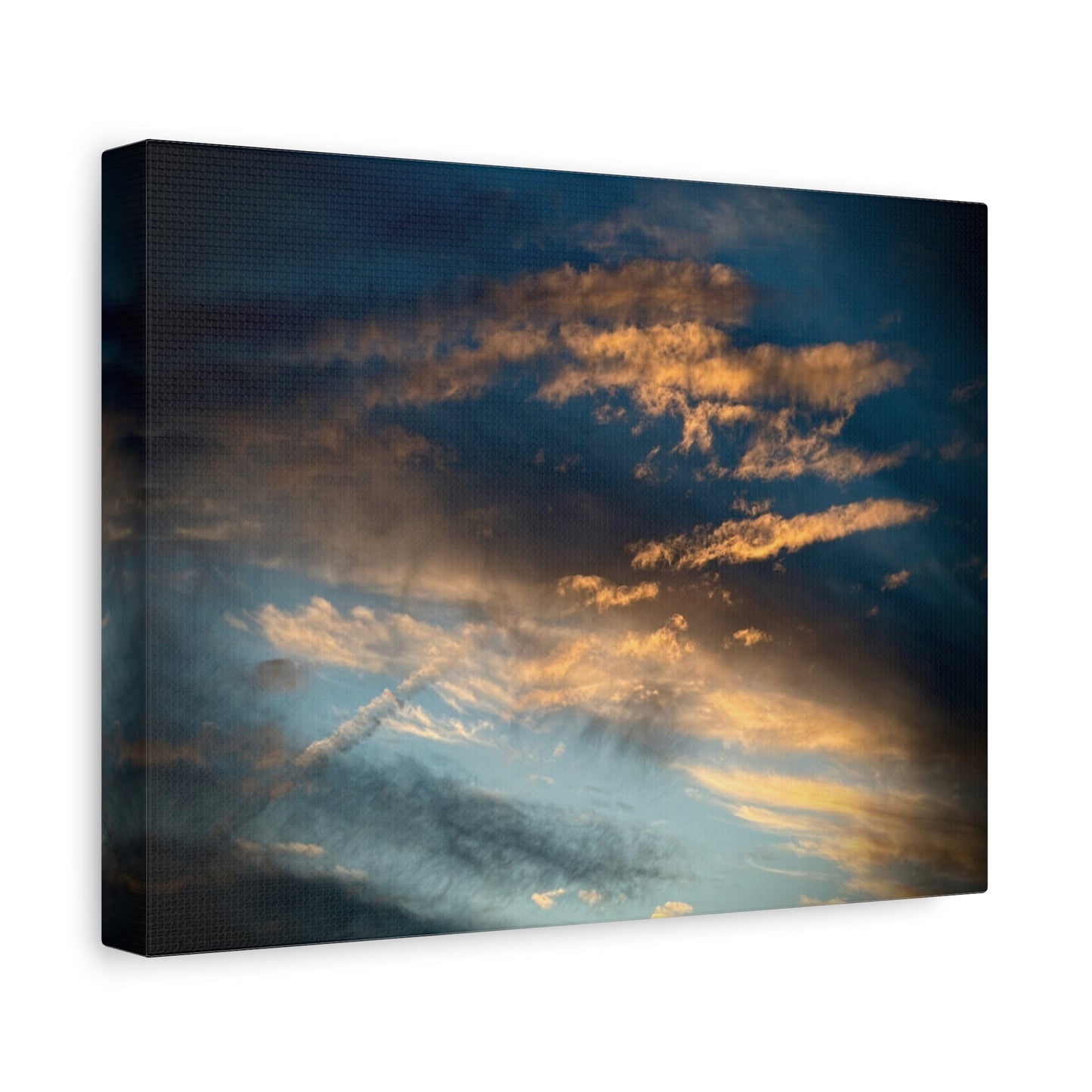 Sunset Clouds Matte Canvas Print — Dramatic Golden Sky Wall Art
