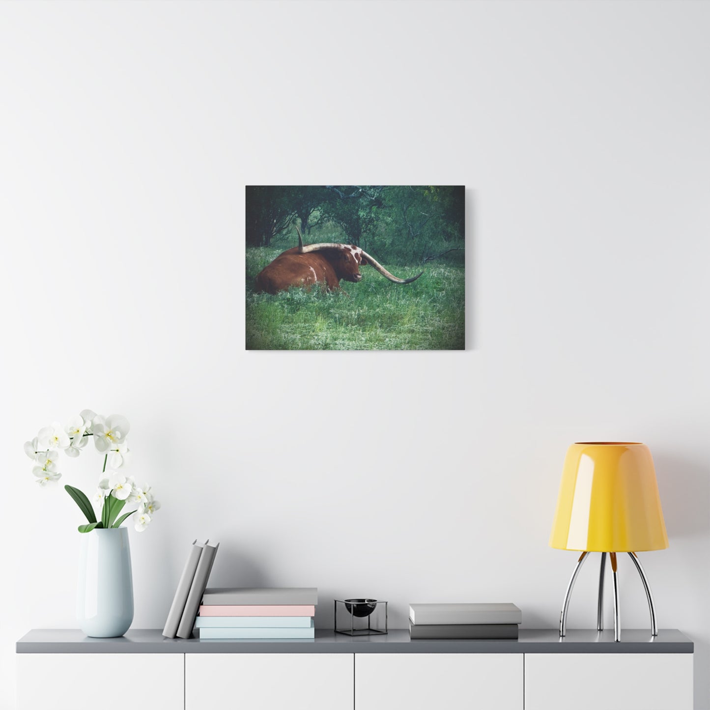 Longhorn Steer Canvas Print - Rustic Texas Ranch Wall Art